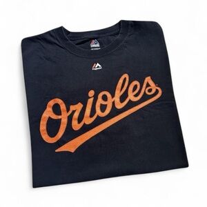 Majestic Black Tee with Orange Baltimore Orioles Script XXL